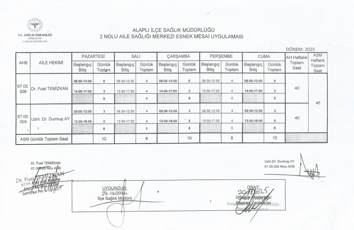 Çalışma Saatlerimiz